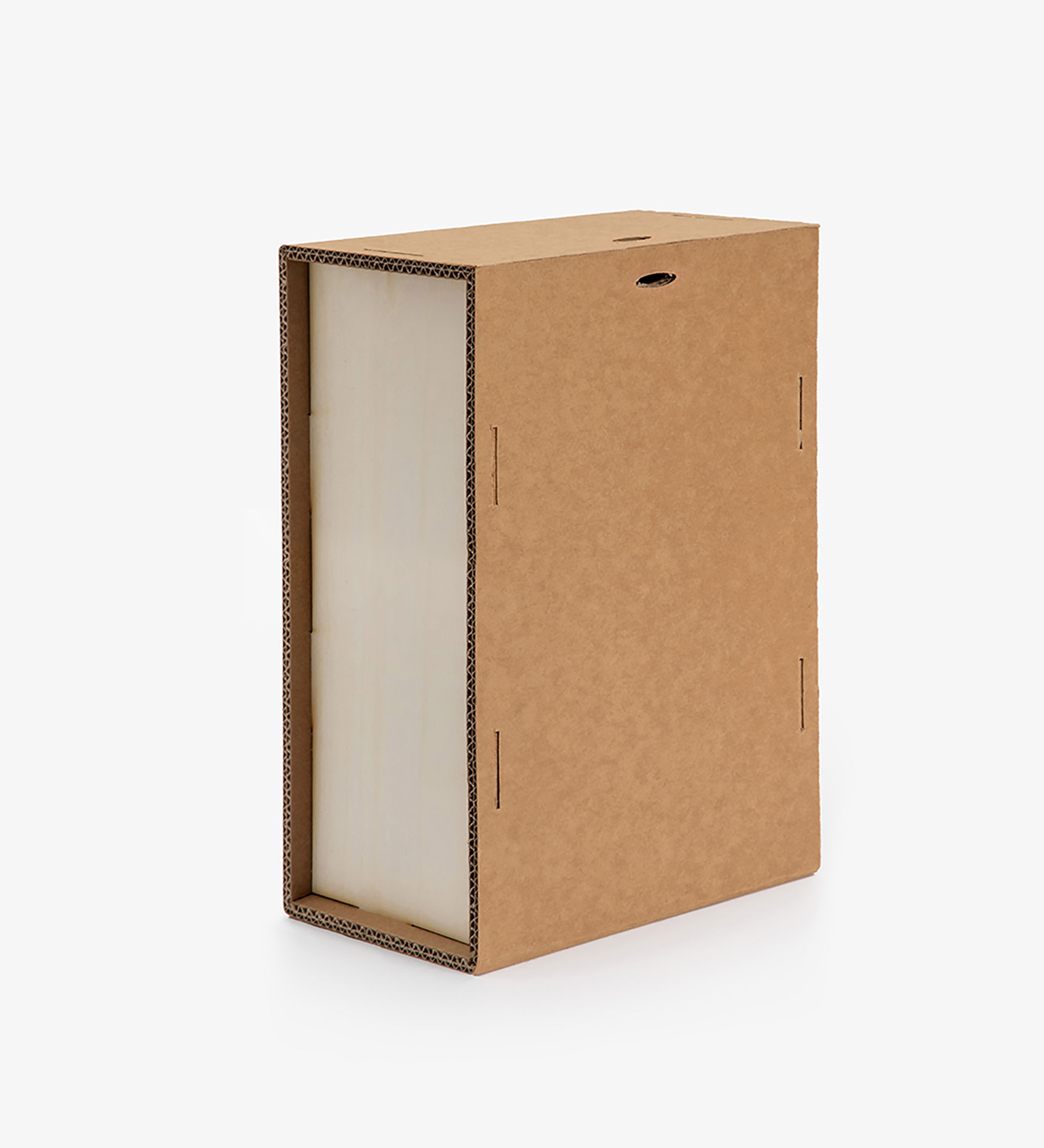 Scatola rettangolare alta in legno e cartone kraft - Paper and Fold